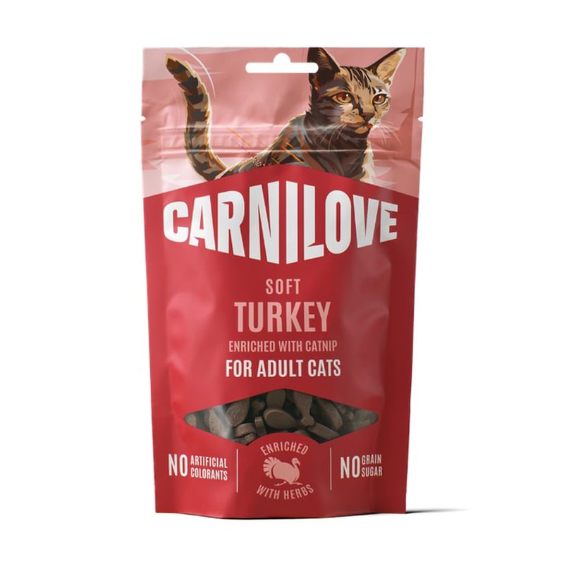 Ласощі для дорослих котів Carnilove Soft Snack Turkey With Catnip з індичкою та котячою м'ятою, 50 г
